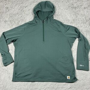 Carhartt Womens Force FastDry Work Hoodie Size 2X Quarter Zip Grid Fleece